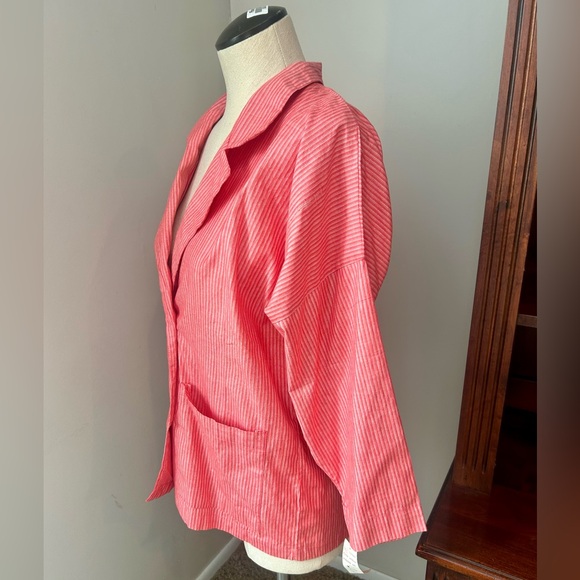 Vintage Double Breasted Red Striped Cotton Blazer/Top - Picture 7 of 10